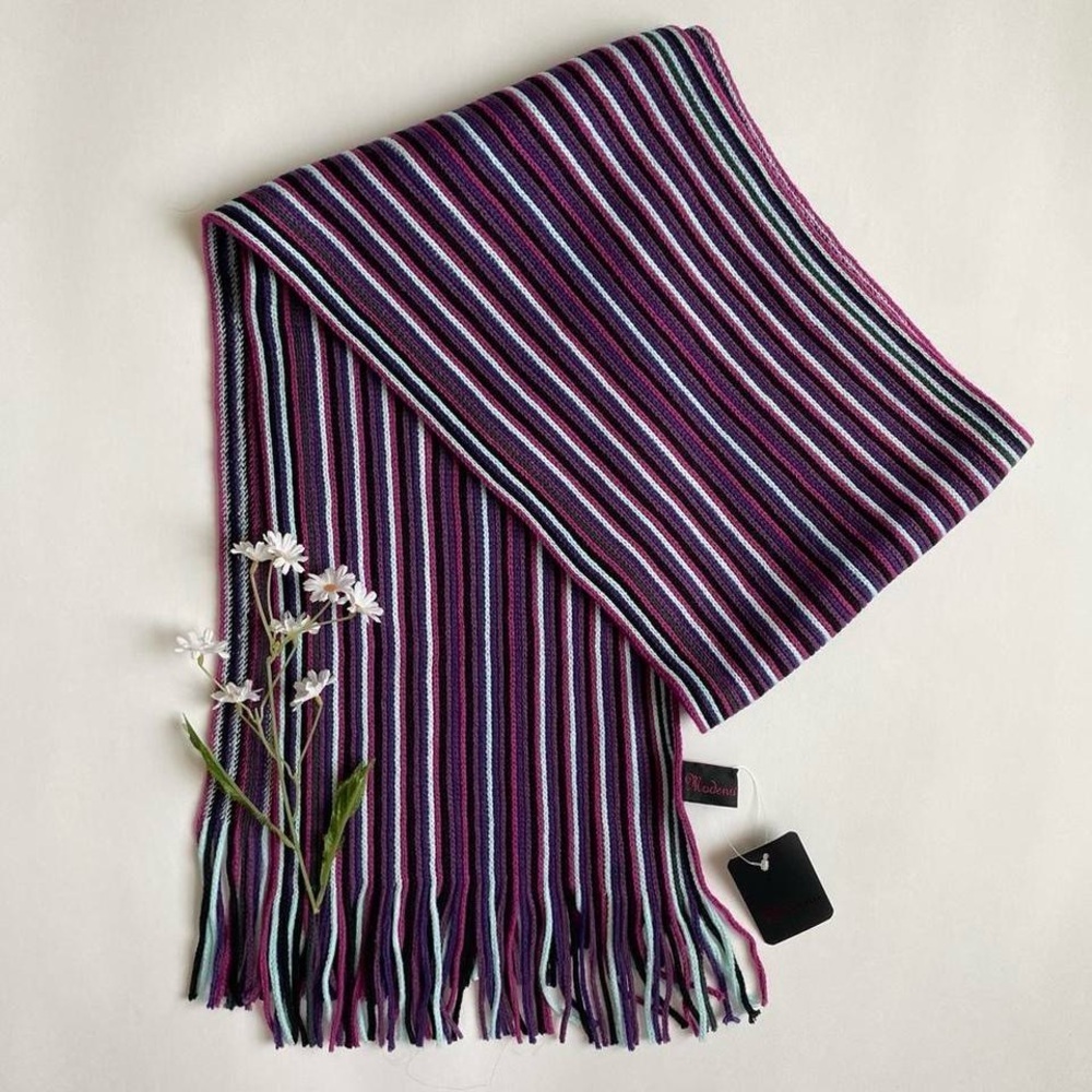 Y2K deadstock purple striped scarf